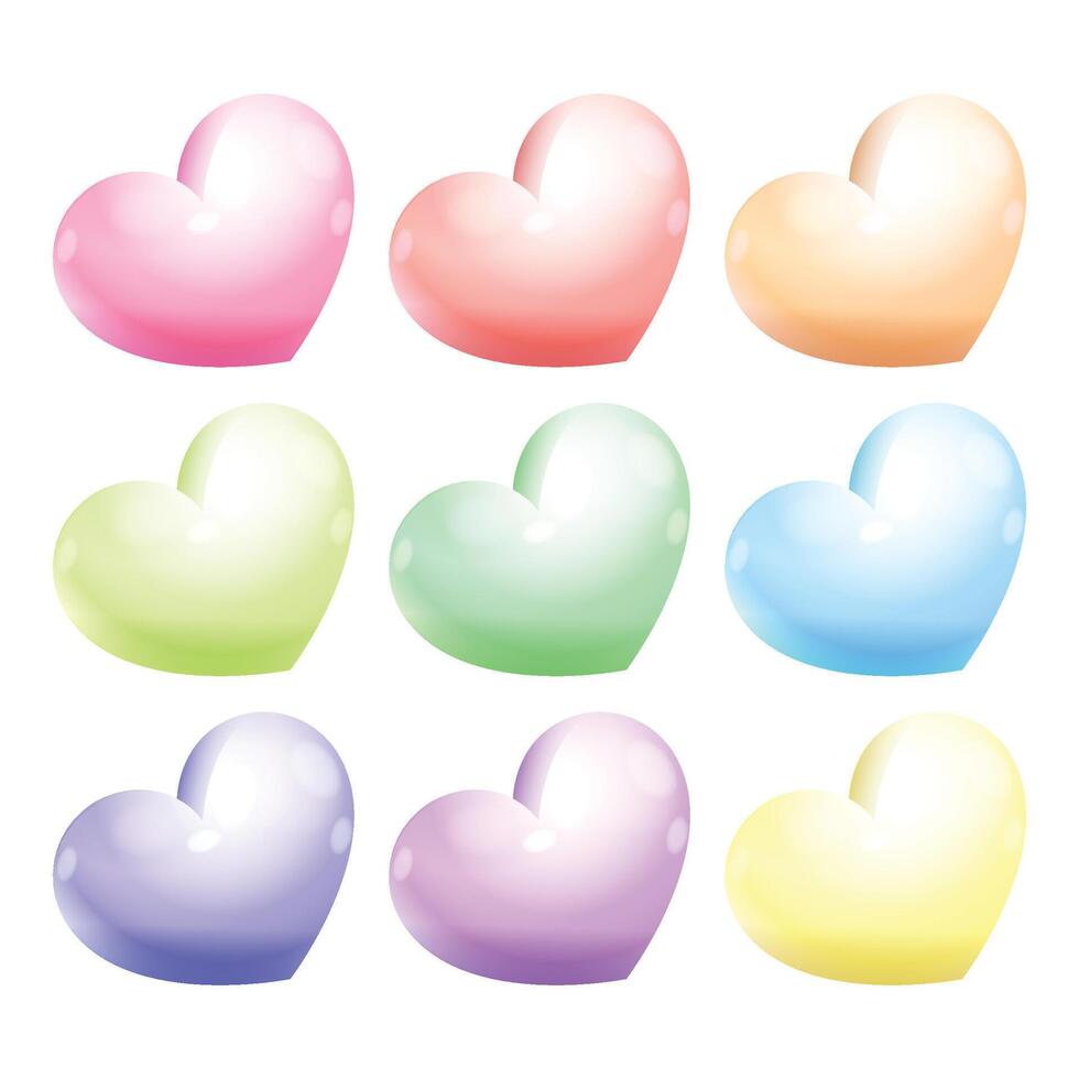 Realistic heart shape balloons set on white background vector
