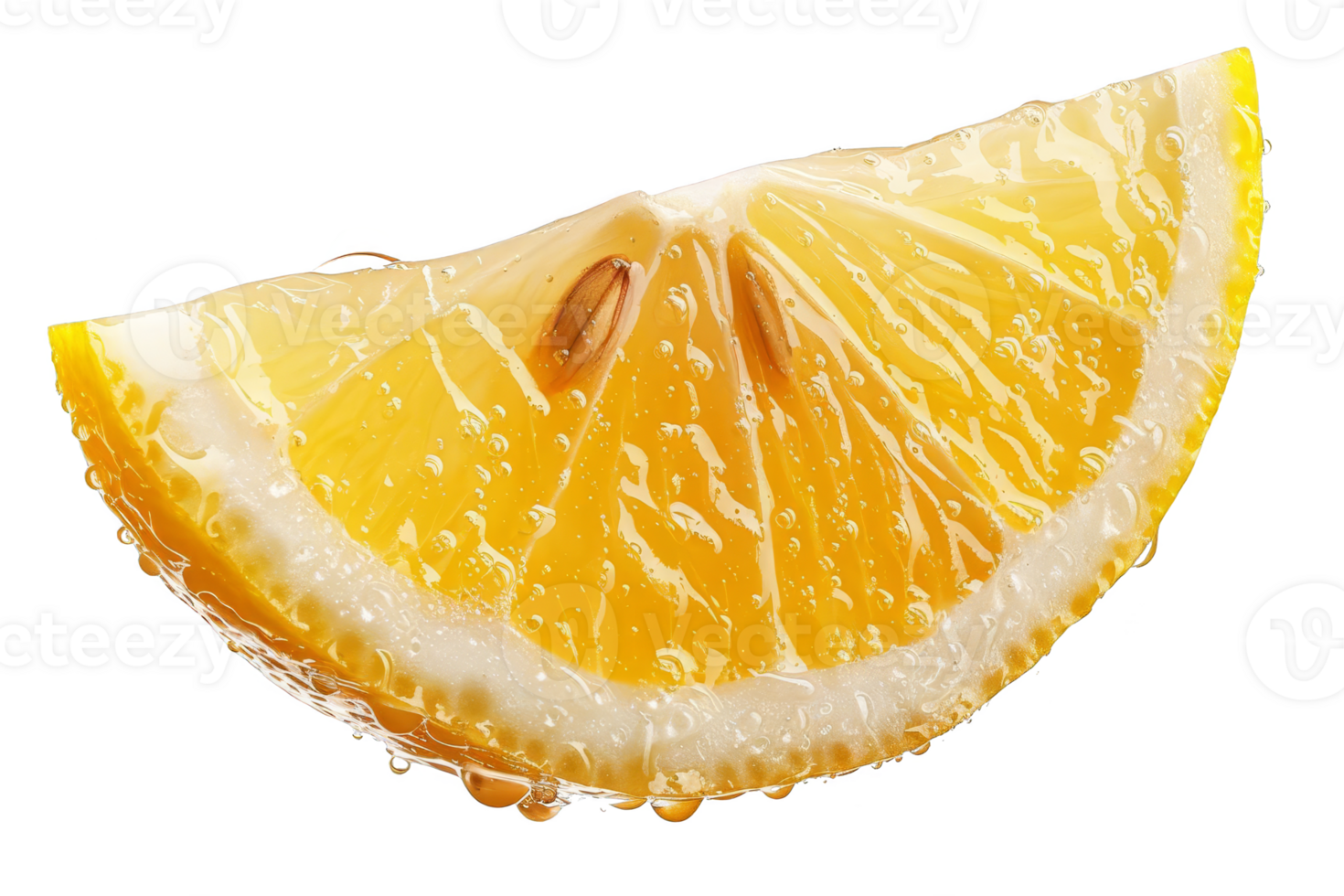 Citrus freshness captured in a close-up of a juicy lemon wedge. Perfect for culinary, health, and refreshing summer theme projects. png