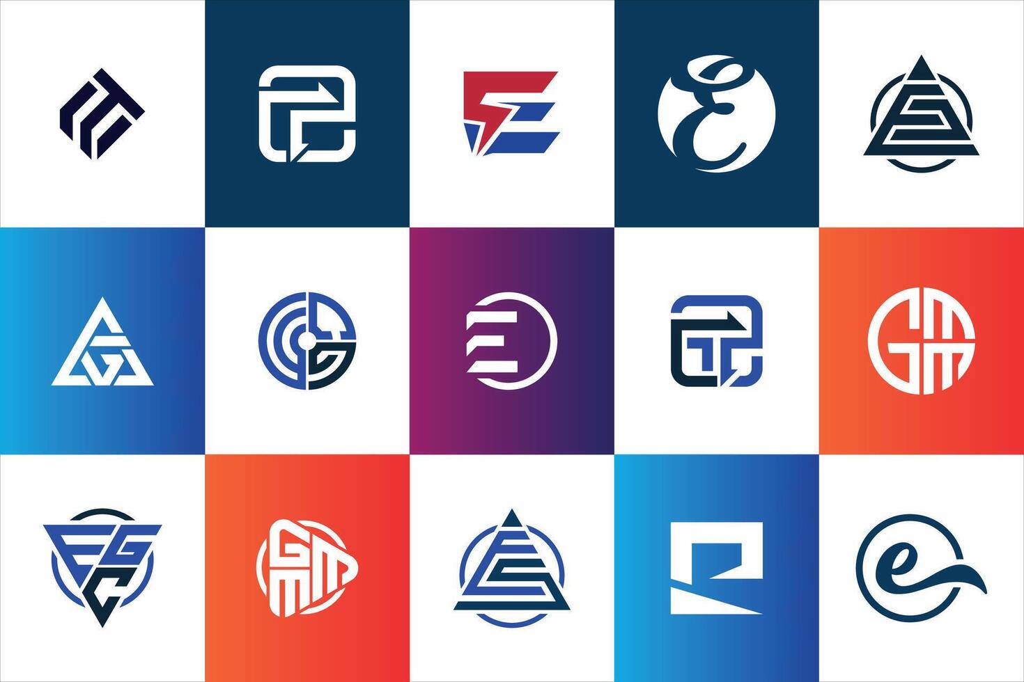 Letter mark Geometric Modern minimal initial Logo Design set collection template for business company vector