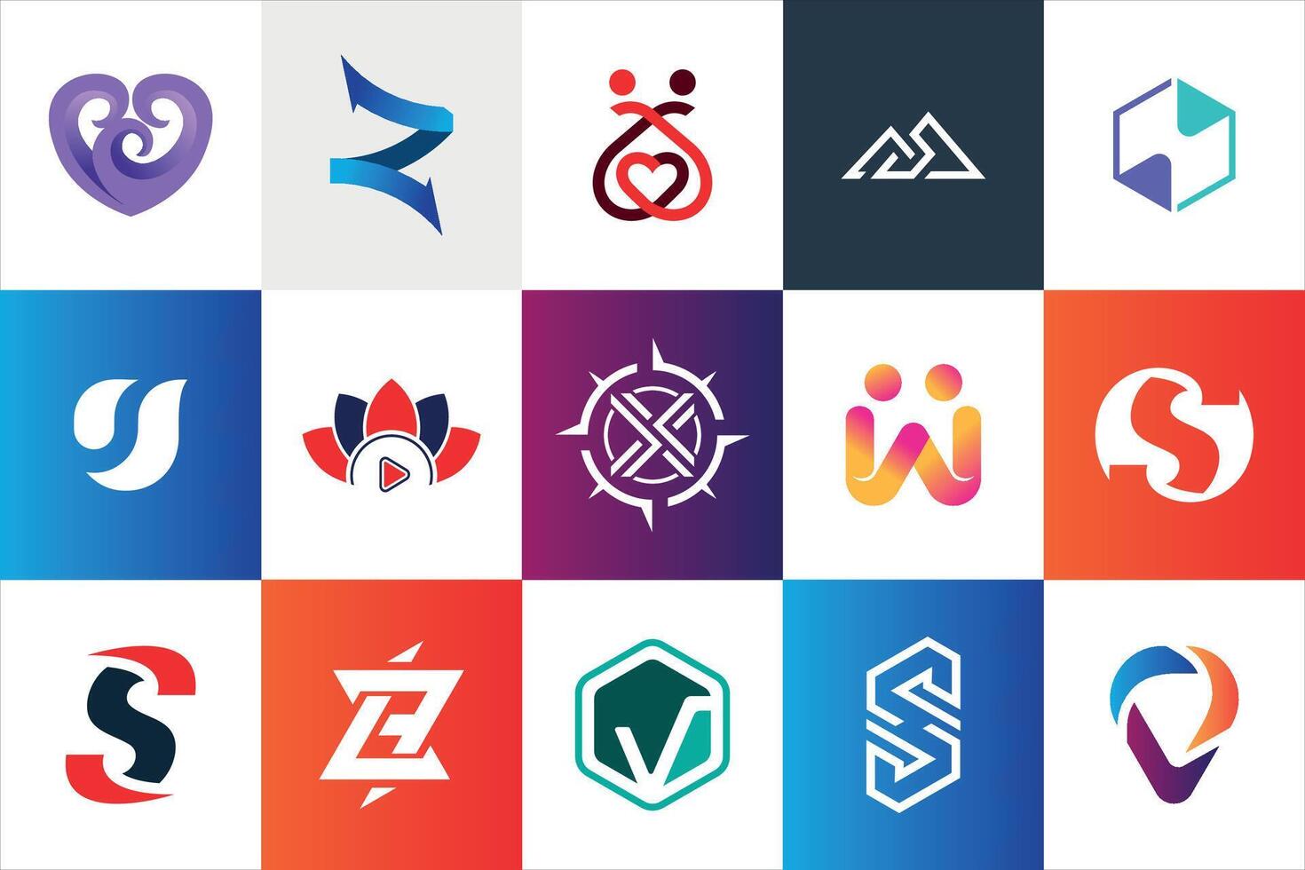 Set of creative modern minimal logo design template company business website social media usage geometric monogram initial styles vector