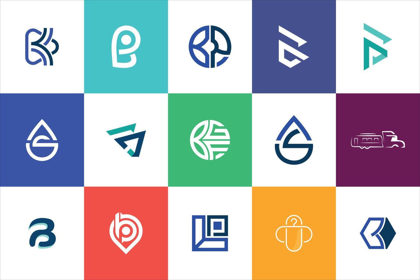 Letter mark Geometric Modern minimal initial Logo Design set collection template for business company vector