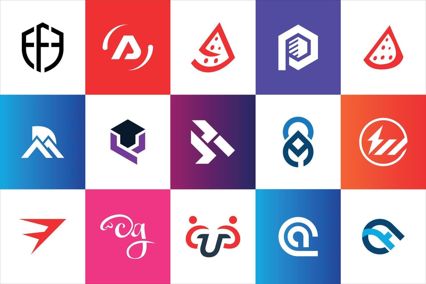 Set of creative modern minimal logo design template company business website social media usage geometric monogram initial styles vector