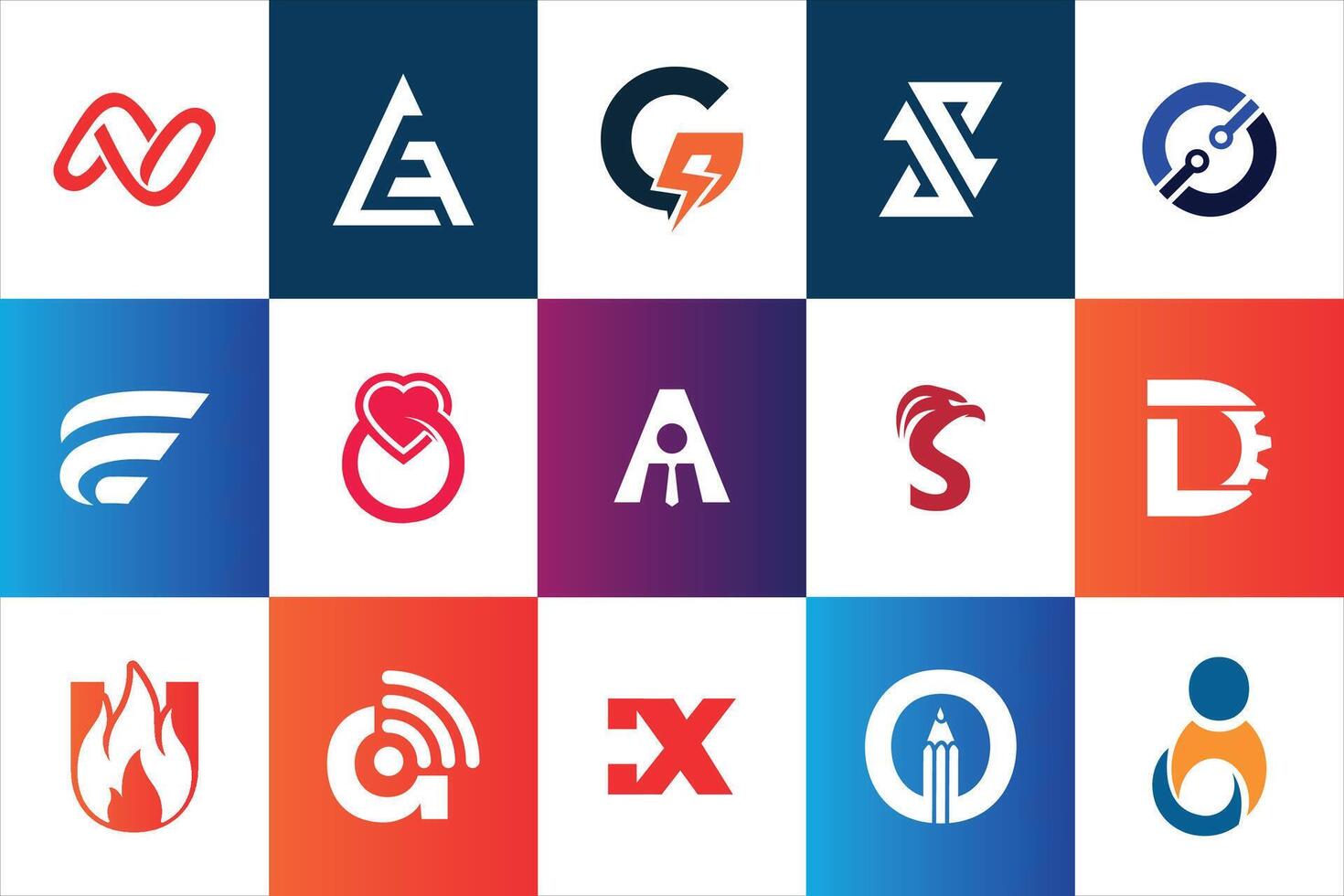 Set of creative modern minimal logo design template company business website social media usage geometric monogram initial styles vector