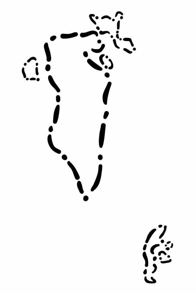 Doodle freehand dash line drawing of Bahrain map. vector