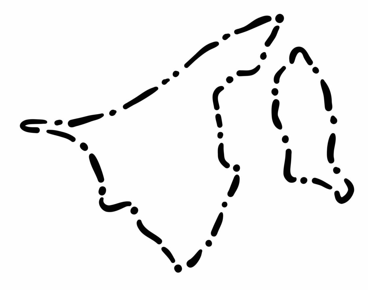 Doodle freehand dash line drawing of Brunei map. vector