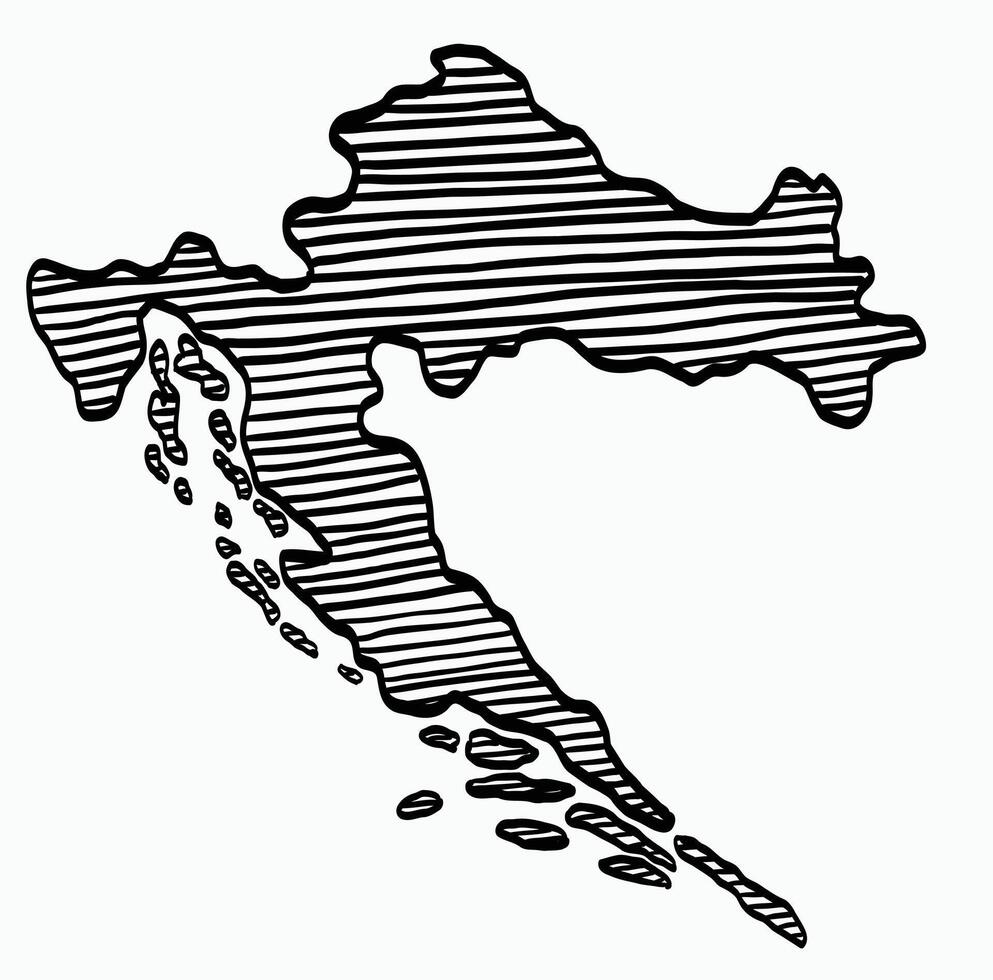 Doodle freehand drawing of Croatia map. vector