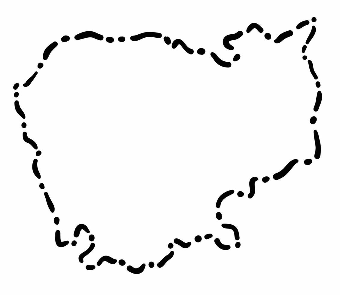 Doodle freehand dash line drawing of Cambodia map. vector