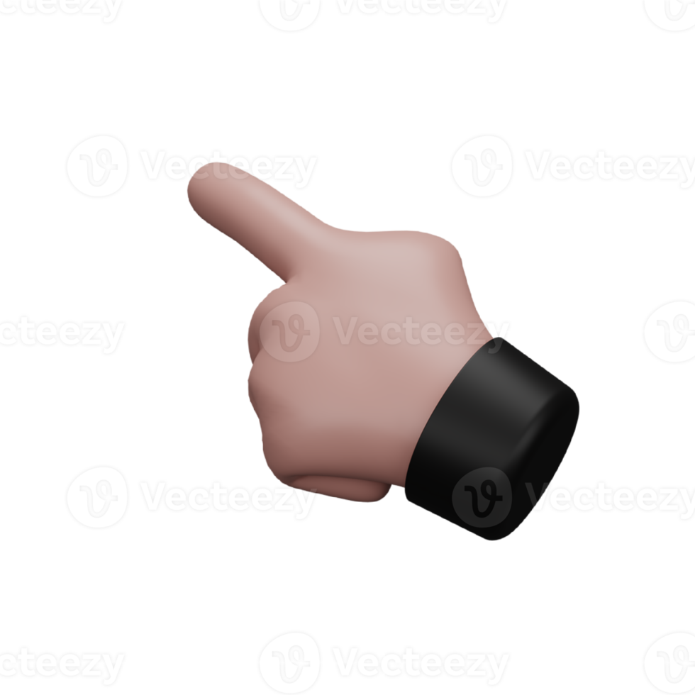 3d rendering of hand pointing png