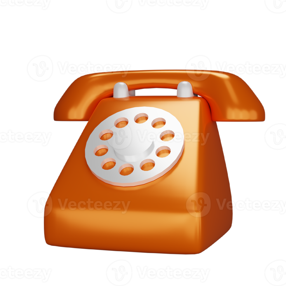 3d rendering of orange telephone png