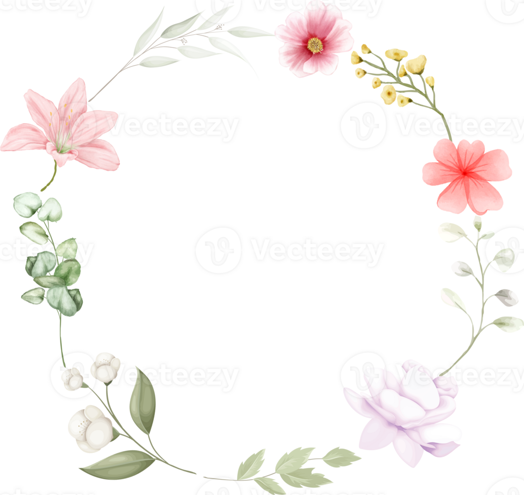 Watercolor flora illustration frame png