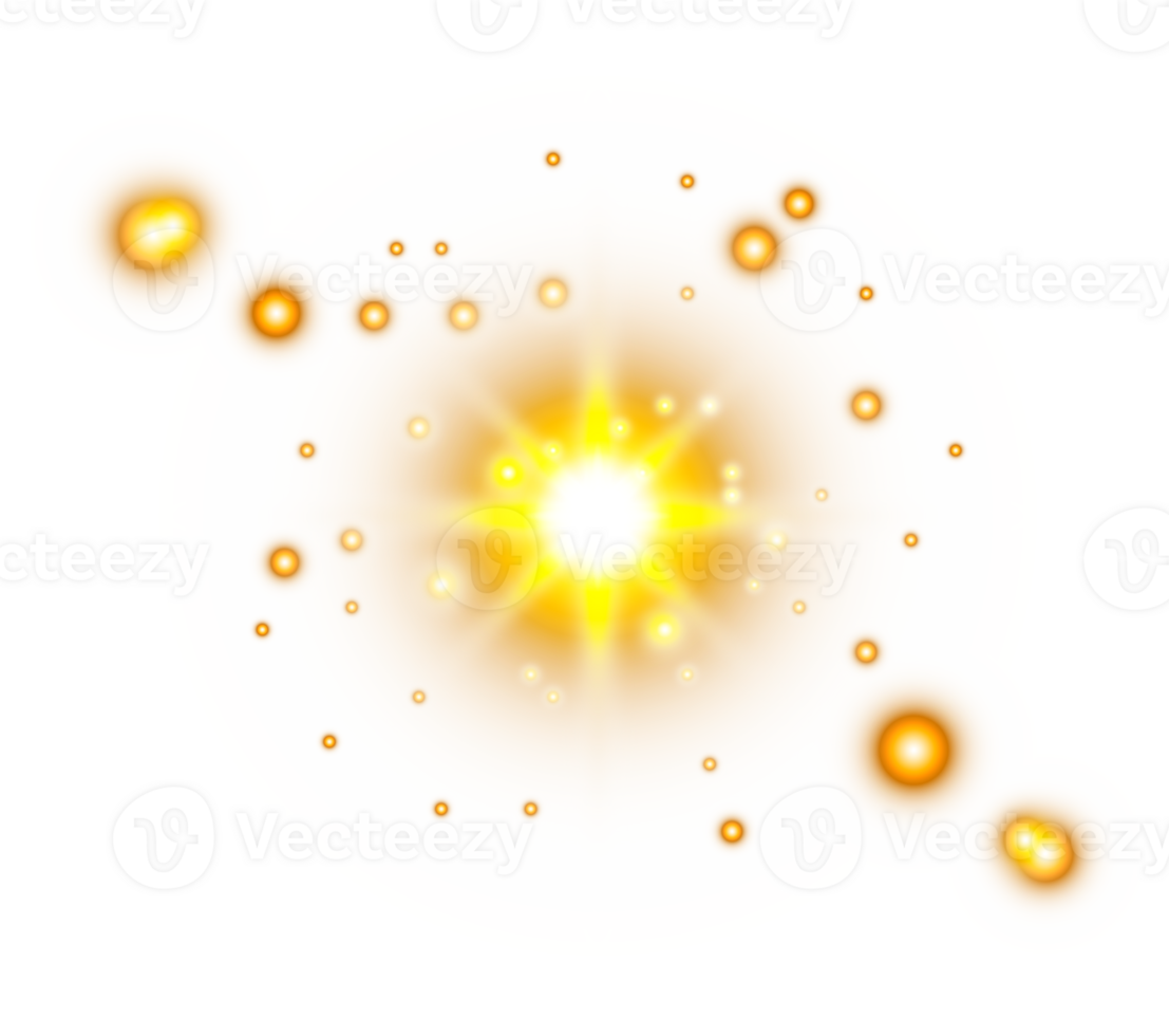 Golden light lens flares png