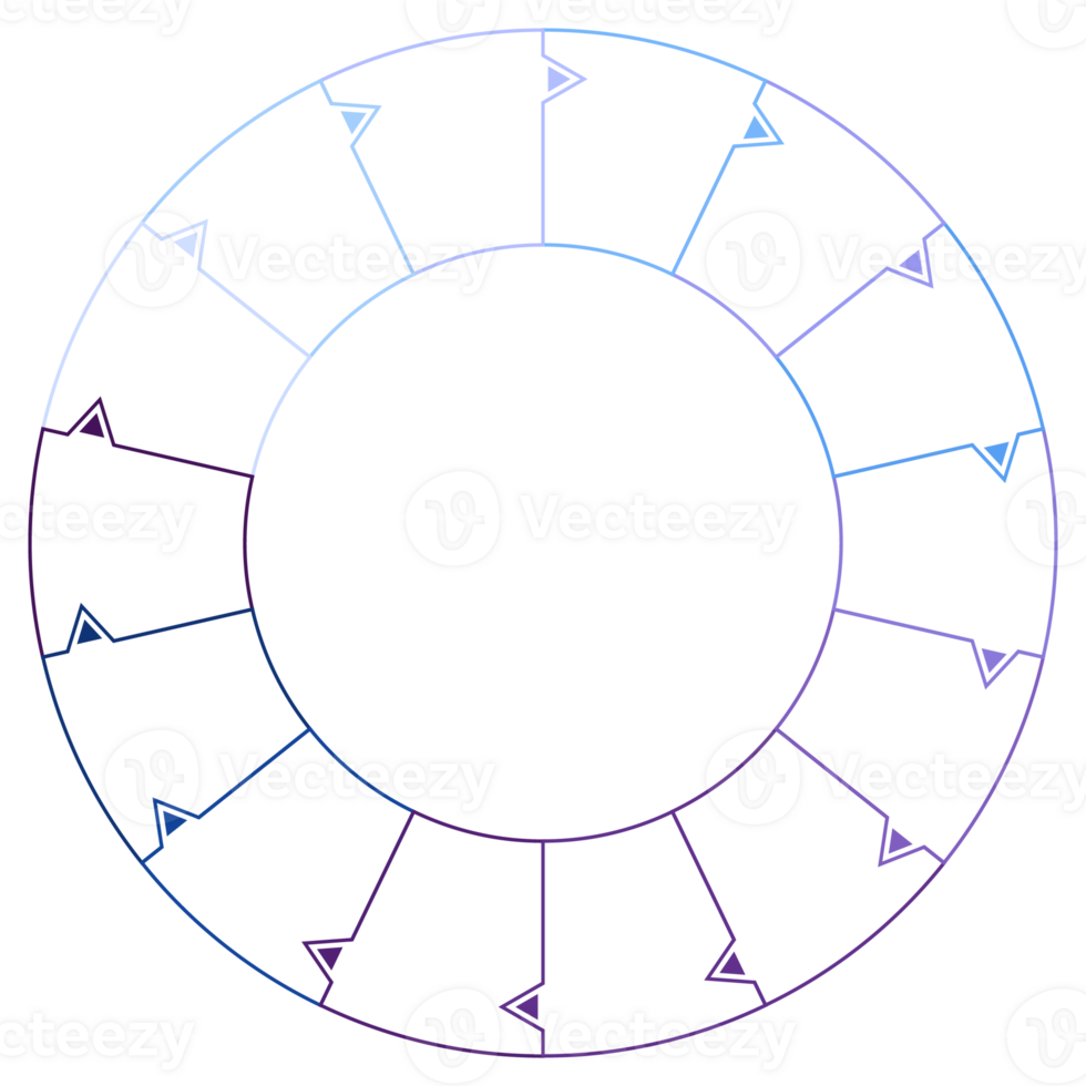 Blue tone circle infographic with 14 steps, process or options. Presentation slide template. png