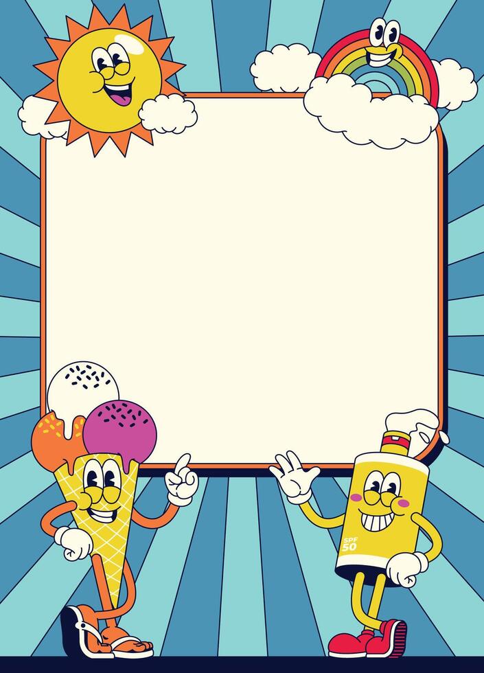 Summer Frame with Blank Space for Text in Retro Style vector