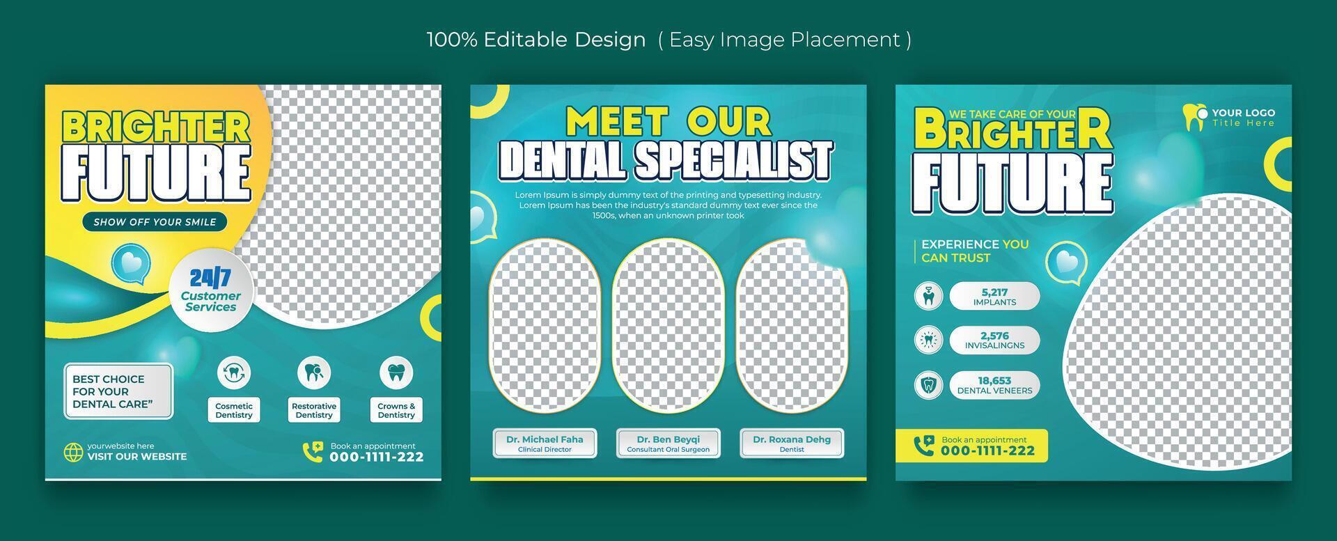 Medical healthcare service social media post template design. Hospital, doctor, clinic and dentist health business marketing banner vector