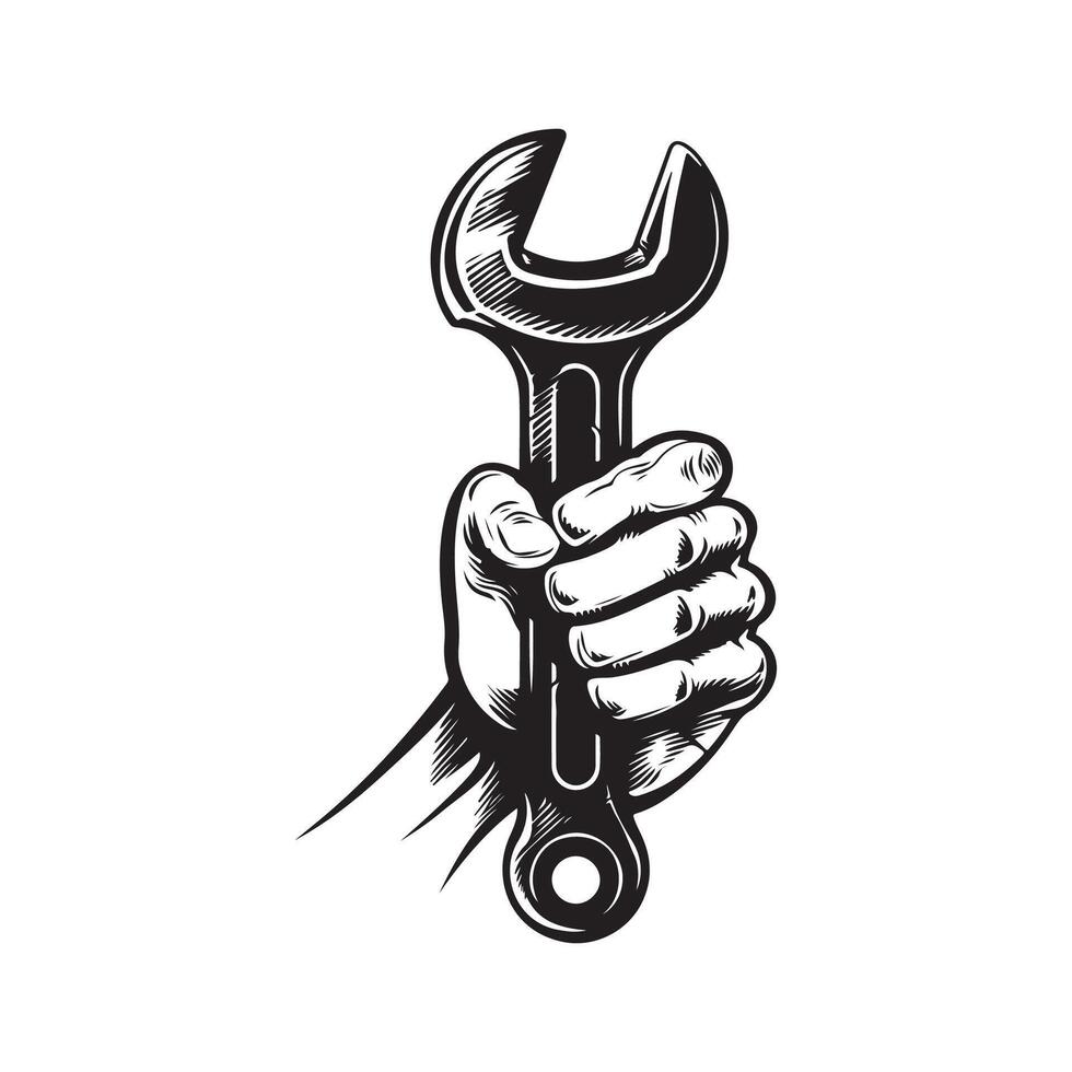 Hand Holding Wrench Images Design on white background vector