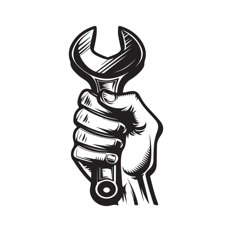 Hand Holding Wrench Images Design on white background vector