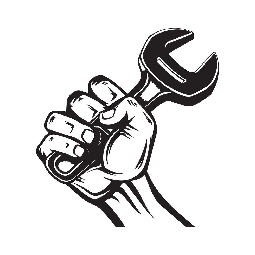 Hand Holding Wrench Images Design on white background vector