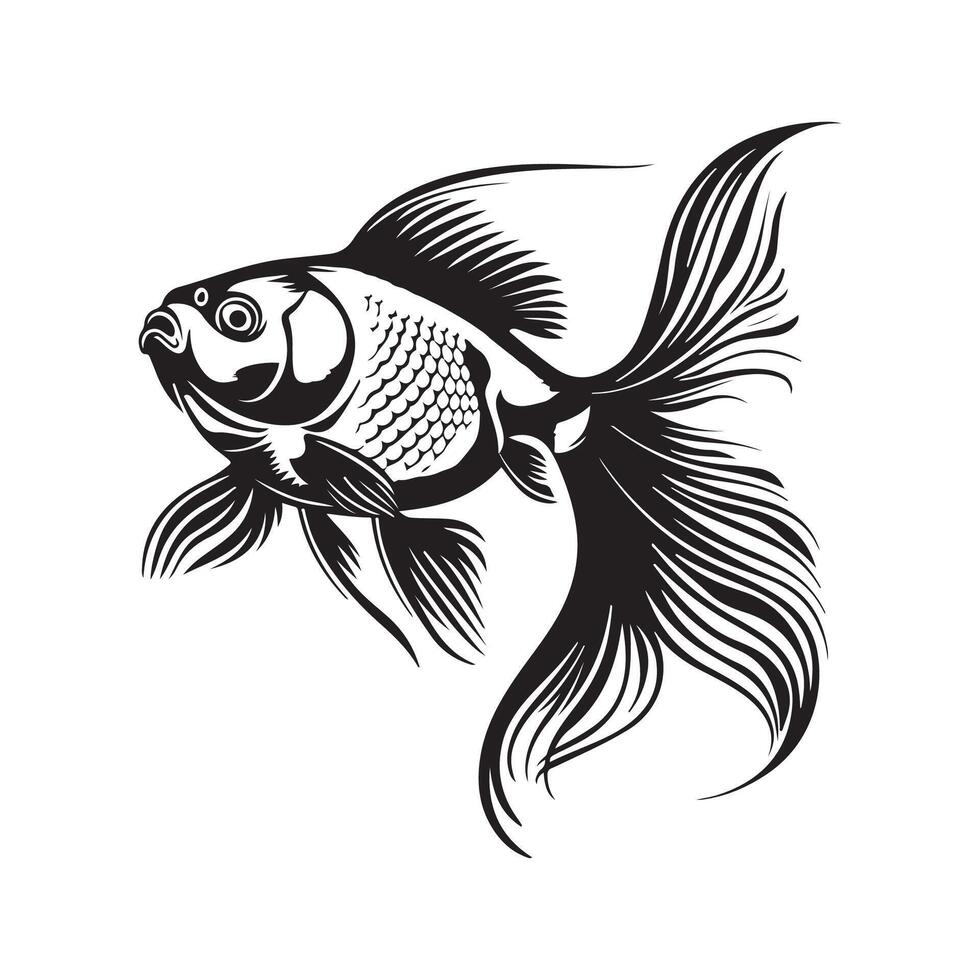 Black and white fish isolated on white vector