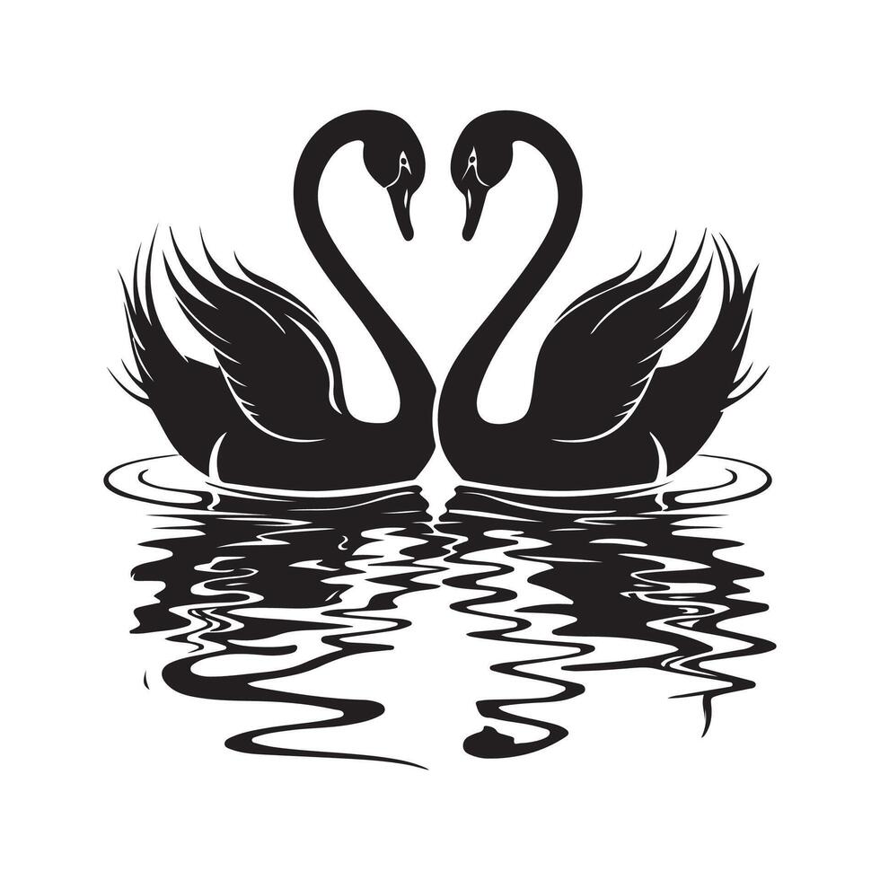 Two Swans Symbol of Love. Illustration Stock Image vector