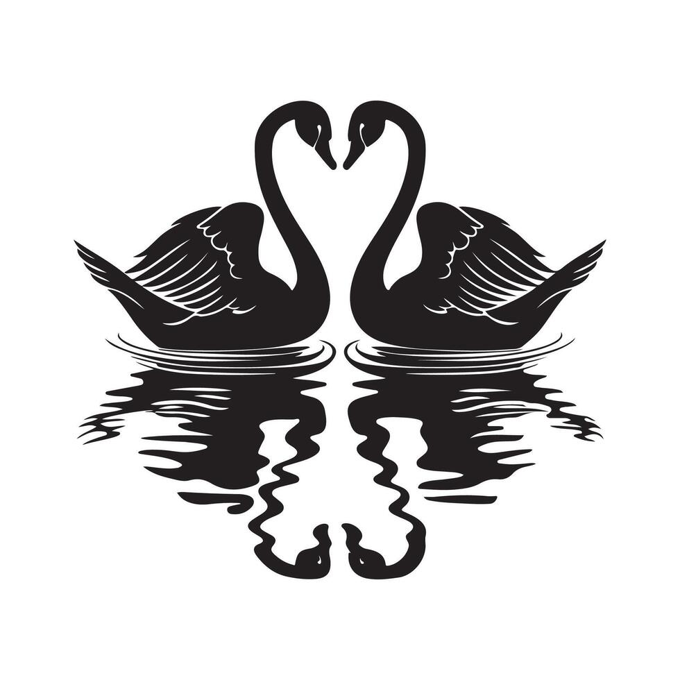 Two Swans Symbol of Love. Illustration Stock Image vector