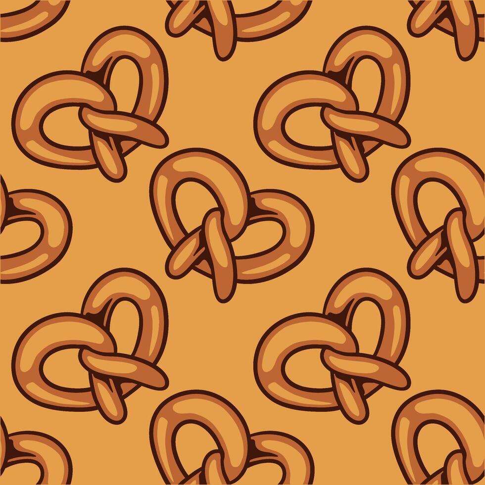 a pattern of pretzels on an orange background vector