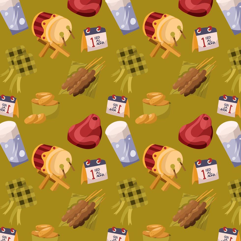 a pattern with food and drinks on it vector