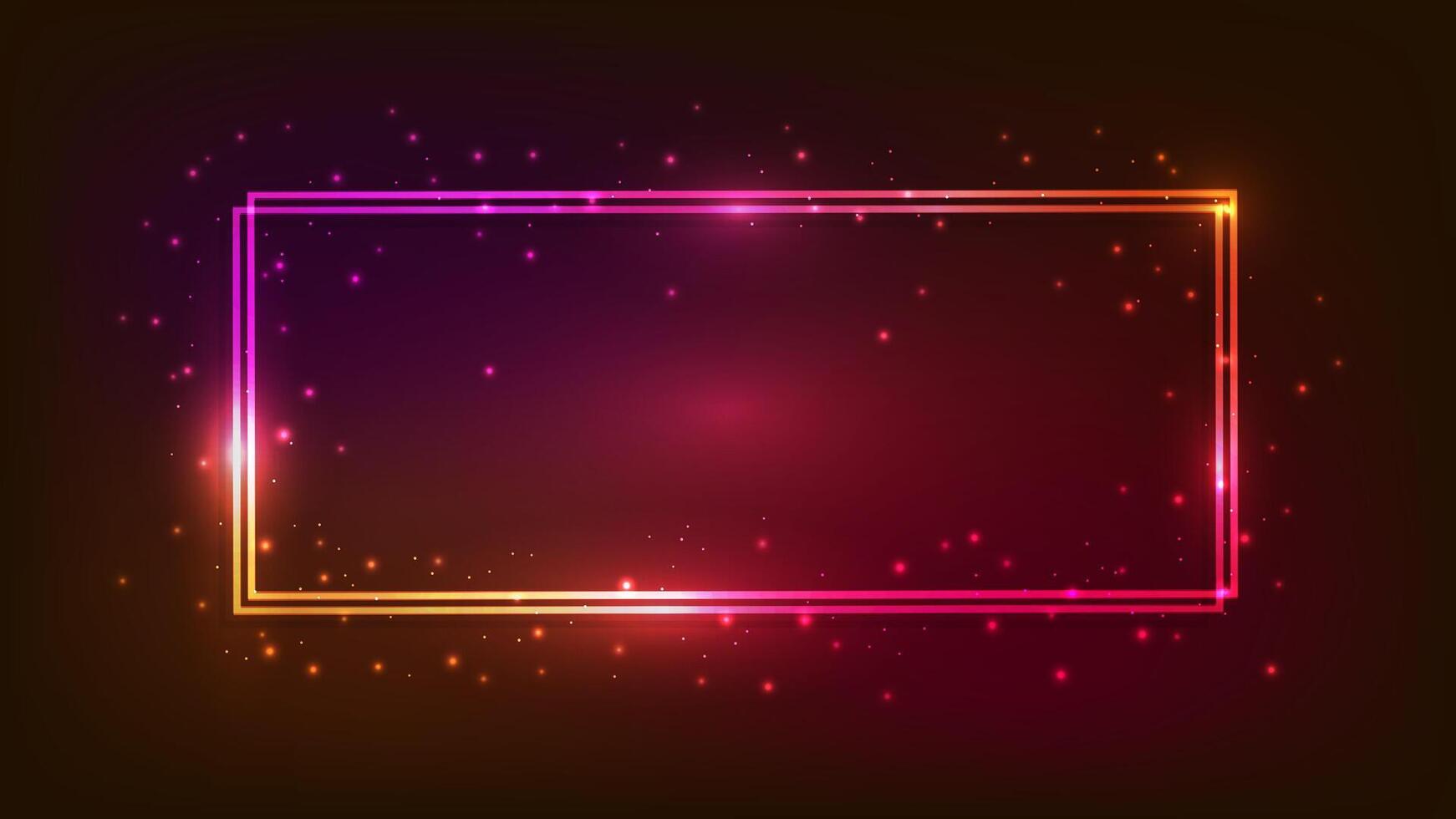 Neon double rectangular frame vector