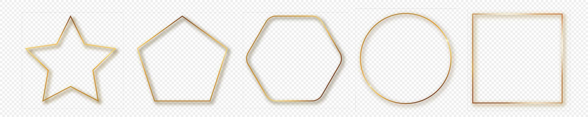 Gold glowing different geometric shape frame vector