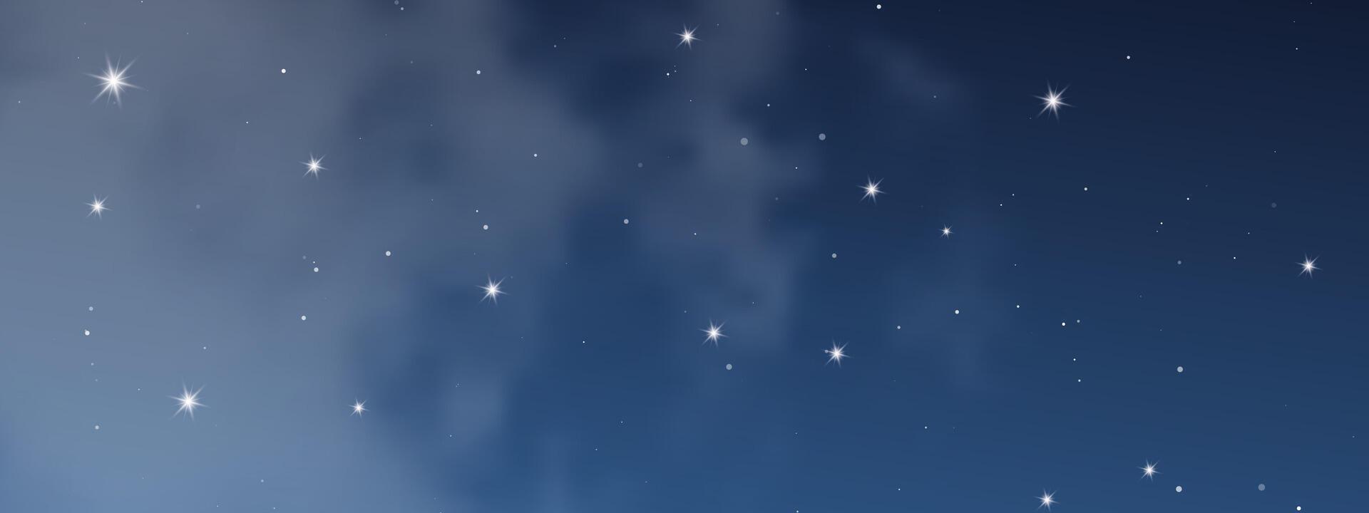 Night sky with clouds and many stars vector