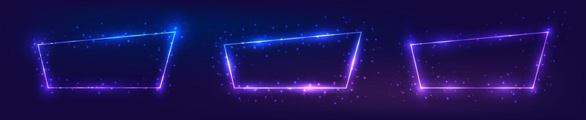 Set of neon frames with shining effects vector