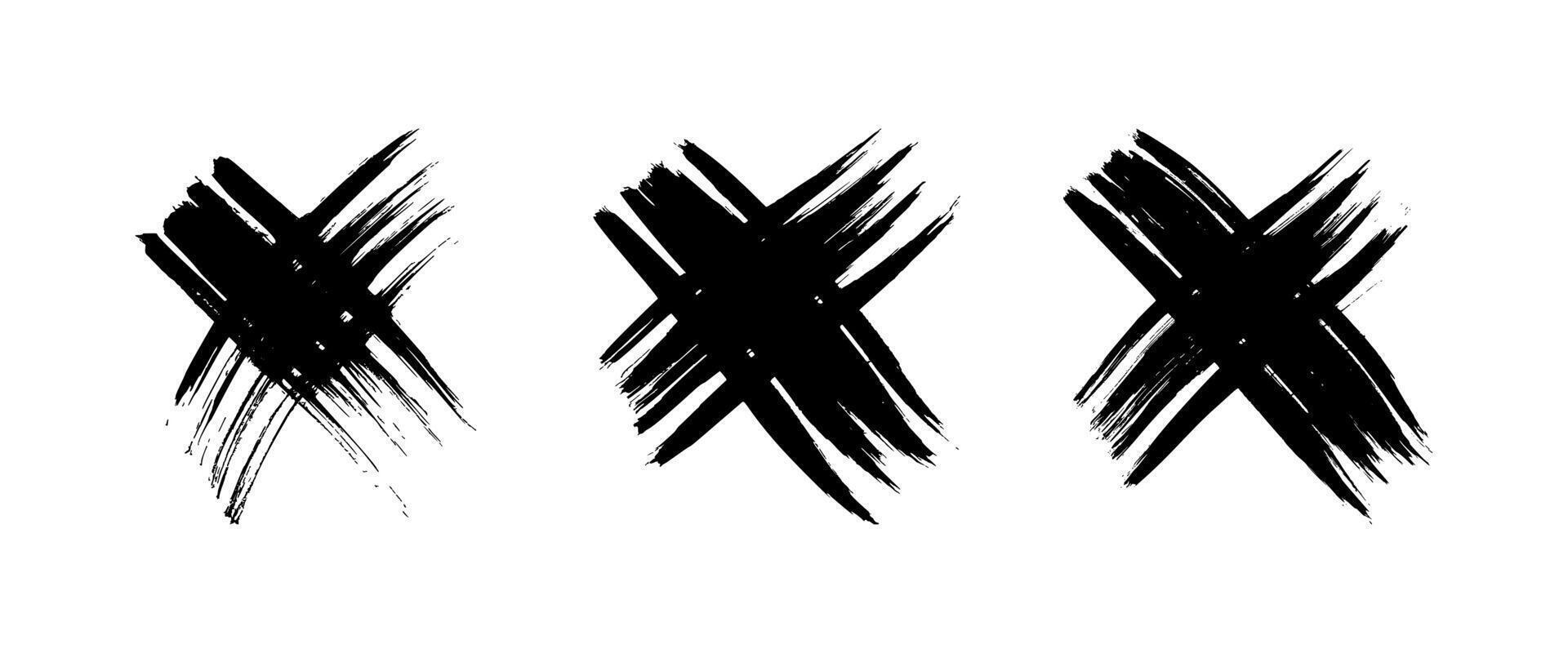 Black Hand drawn cross symbol vector