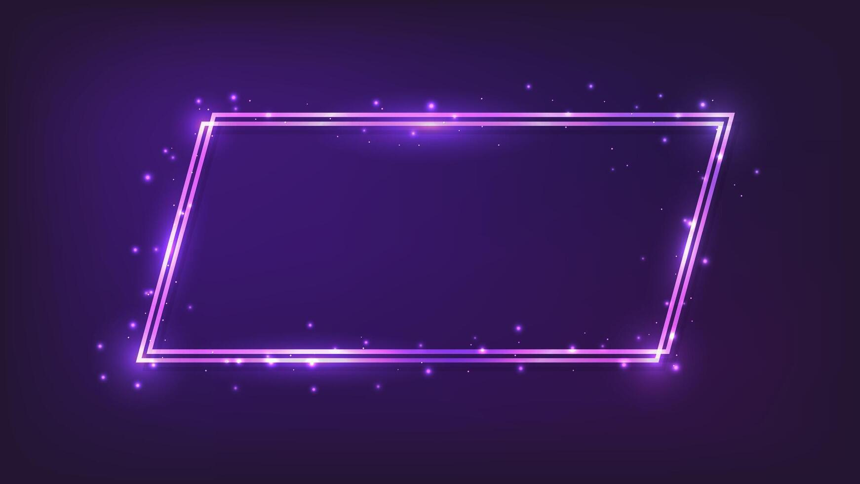 Neon double quadrangle frame vector