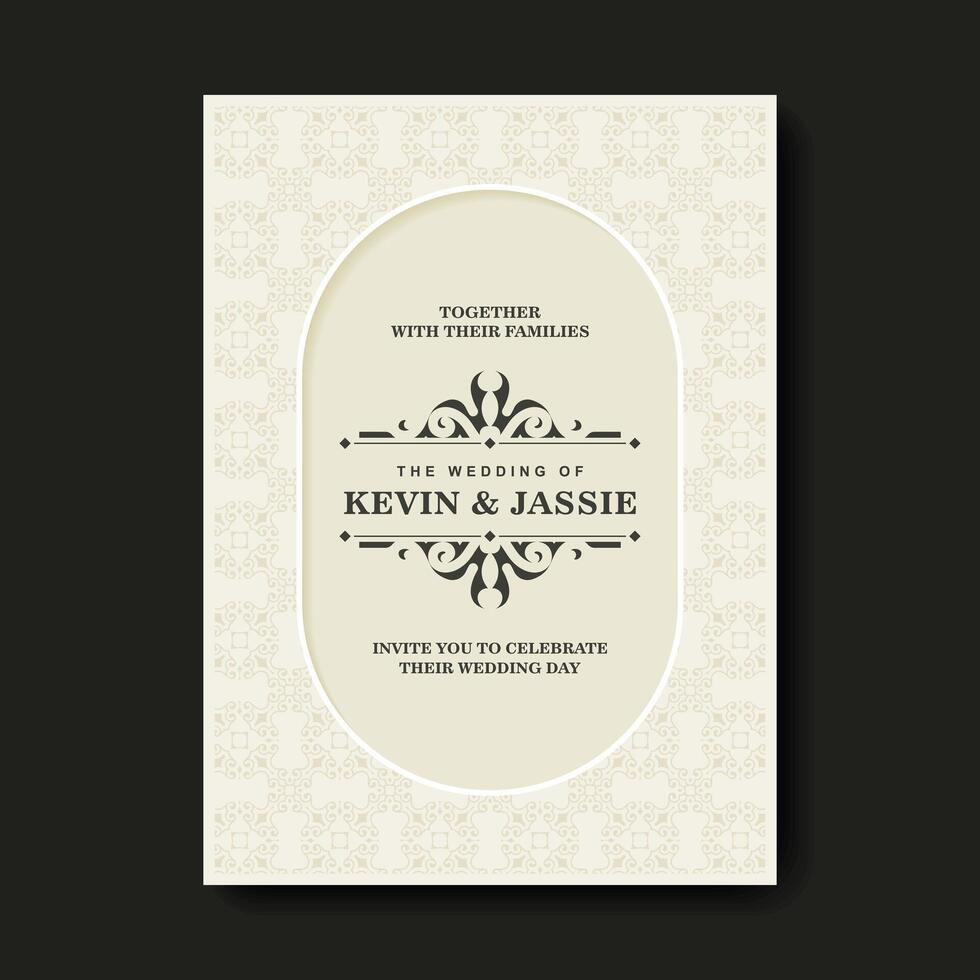 Elegant wedding invitation with pattern motif vector