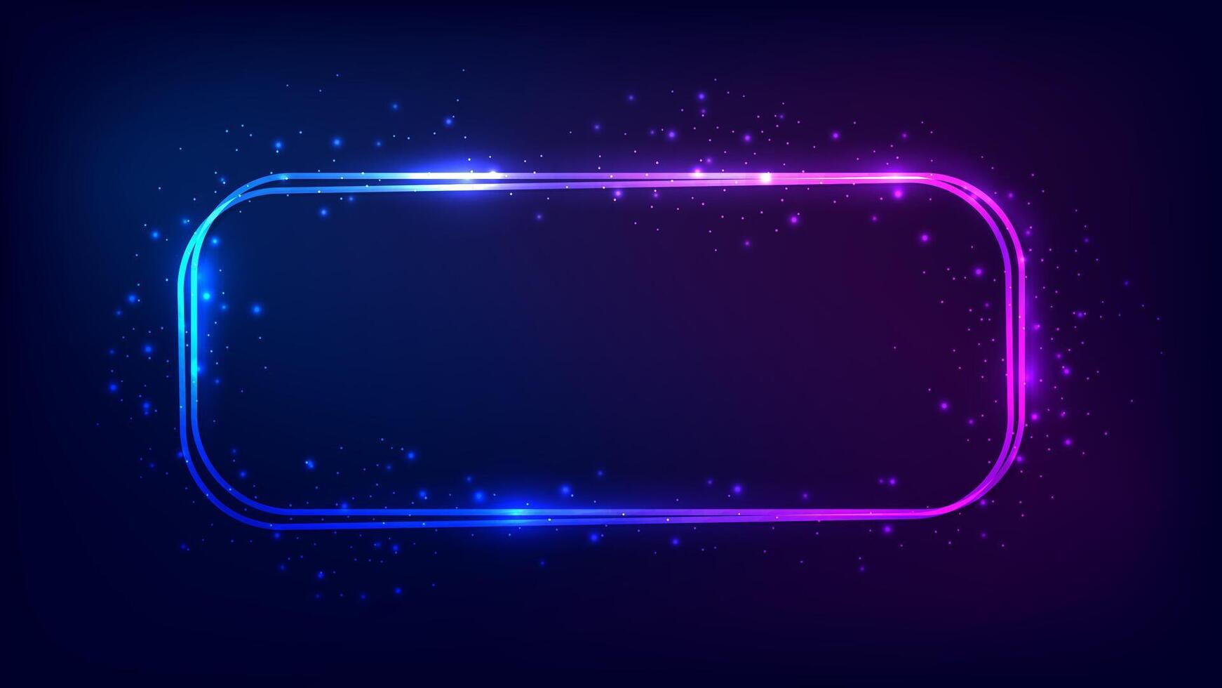 Neon double rounded rectangular frame vector