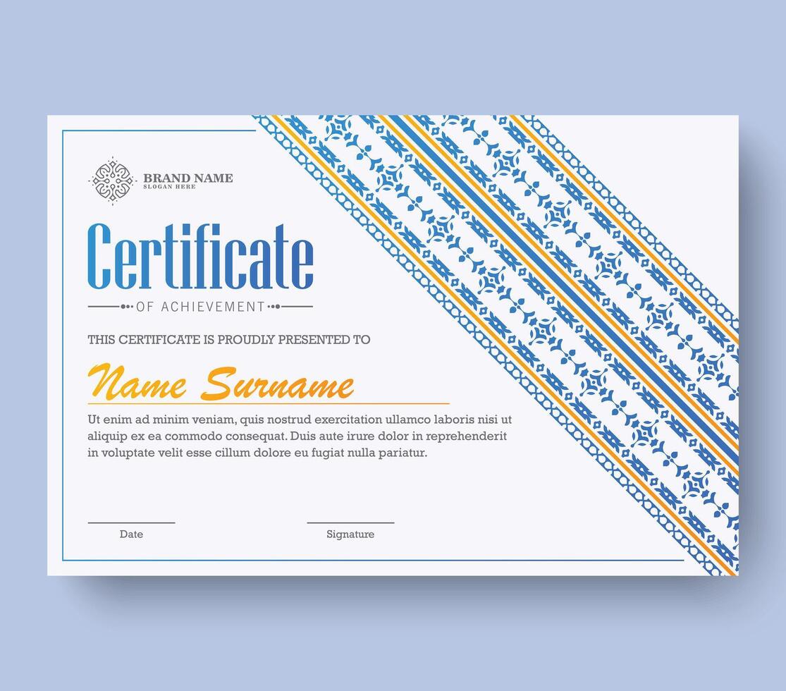 Classic certificate of achievement award template vector