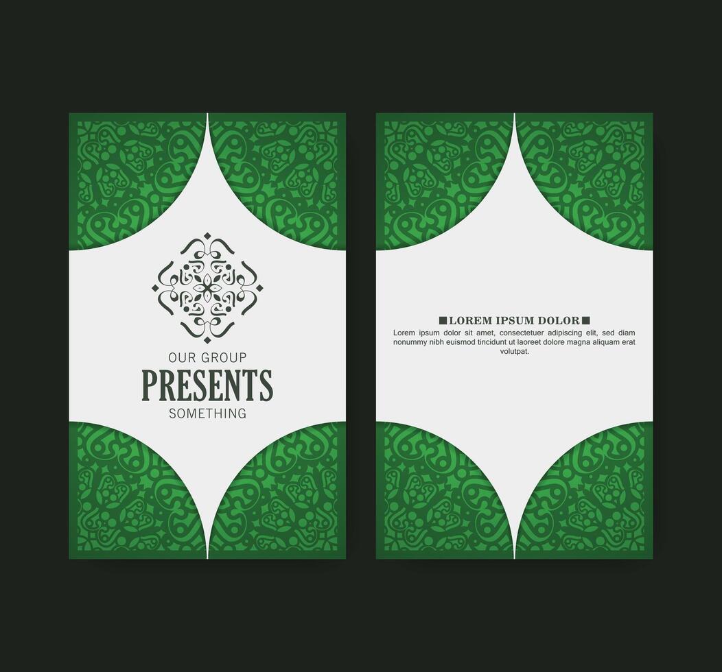 Green decorative logo and business card template vector