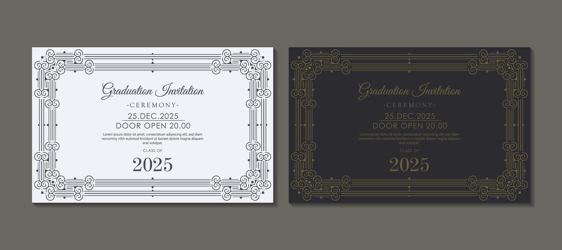 graduation invitation with ornament template vector