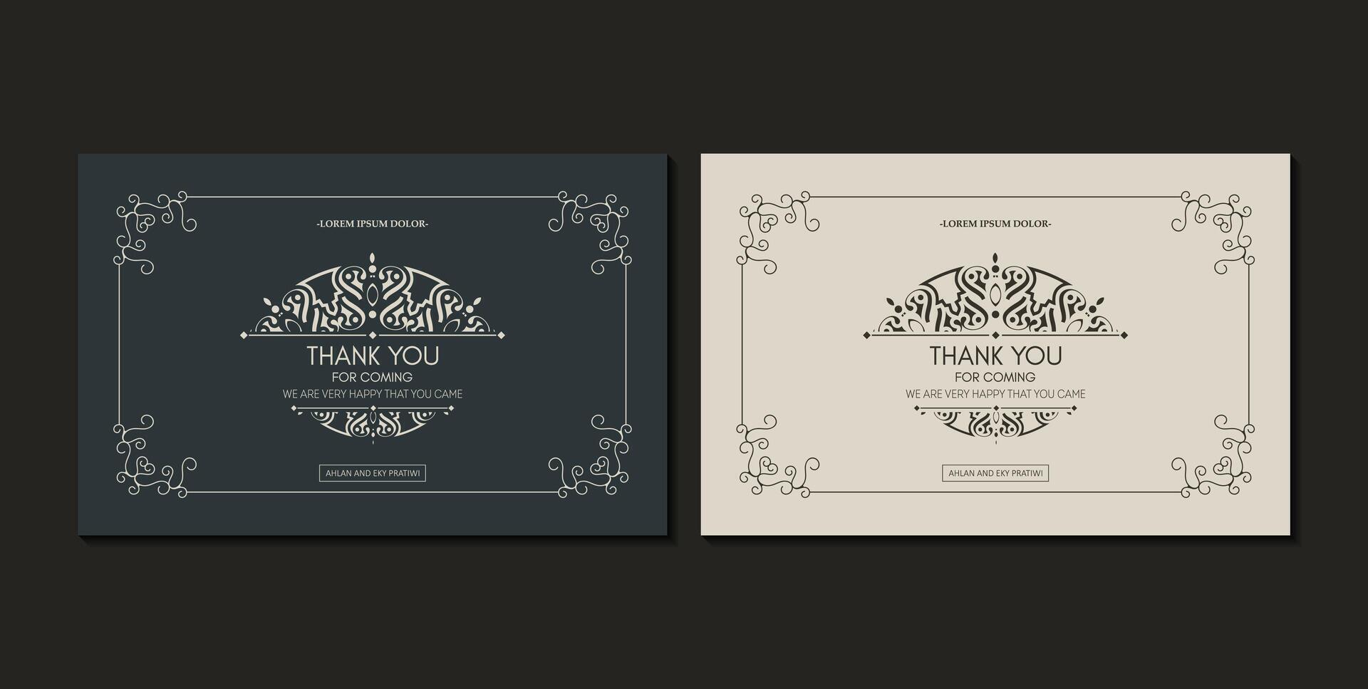 classic thank you wedding card vector