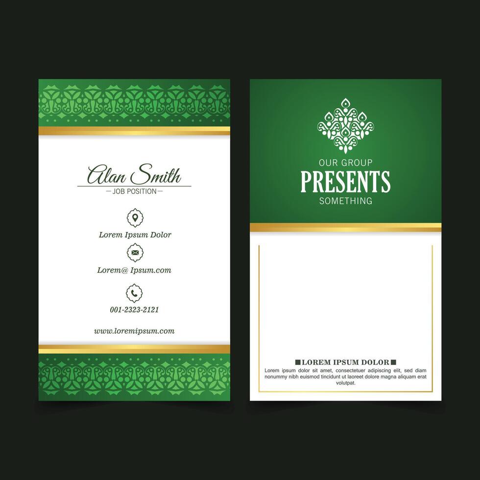 Green decorative logo and business card template vector