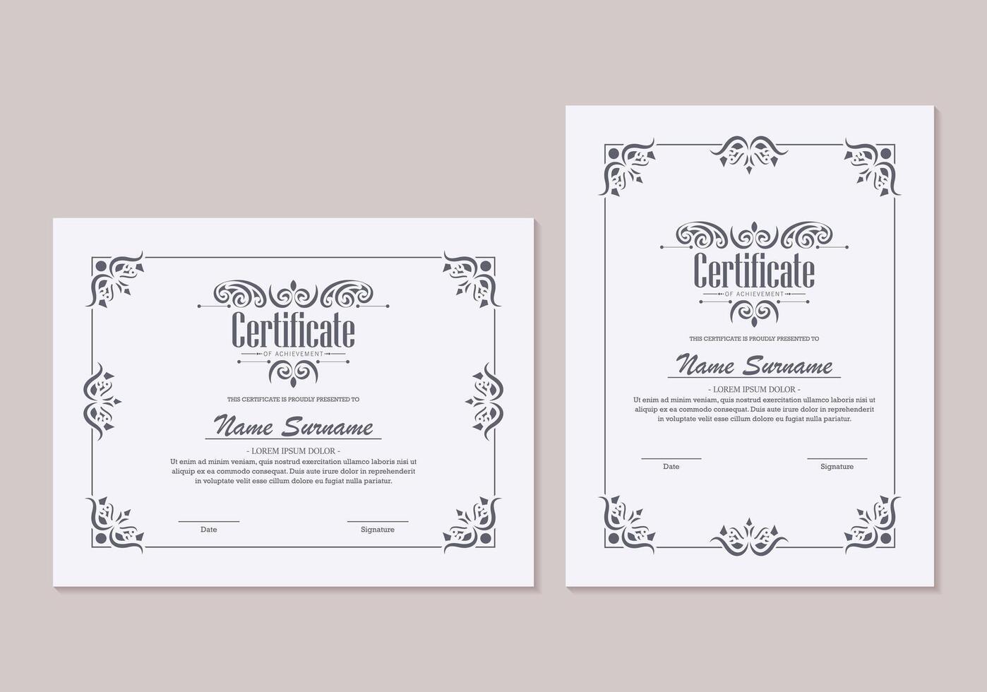 Classic certificate of achievement award template vector