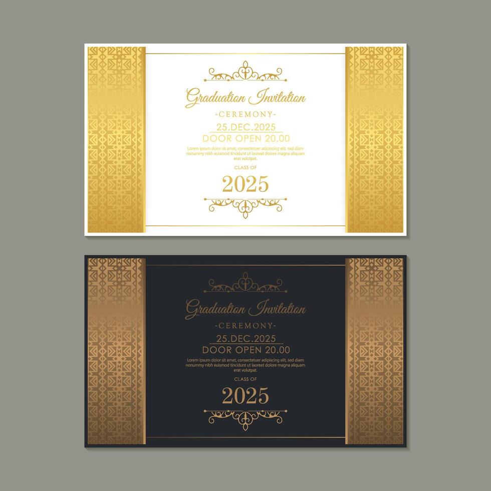 Elegant graduation invitation template with ornament vector