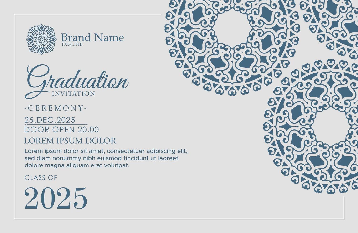 graduation invitation with ornament template vector