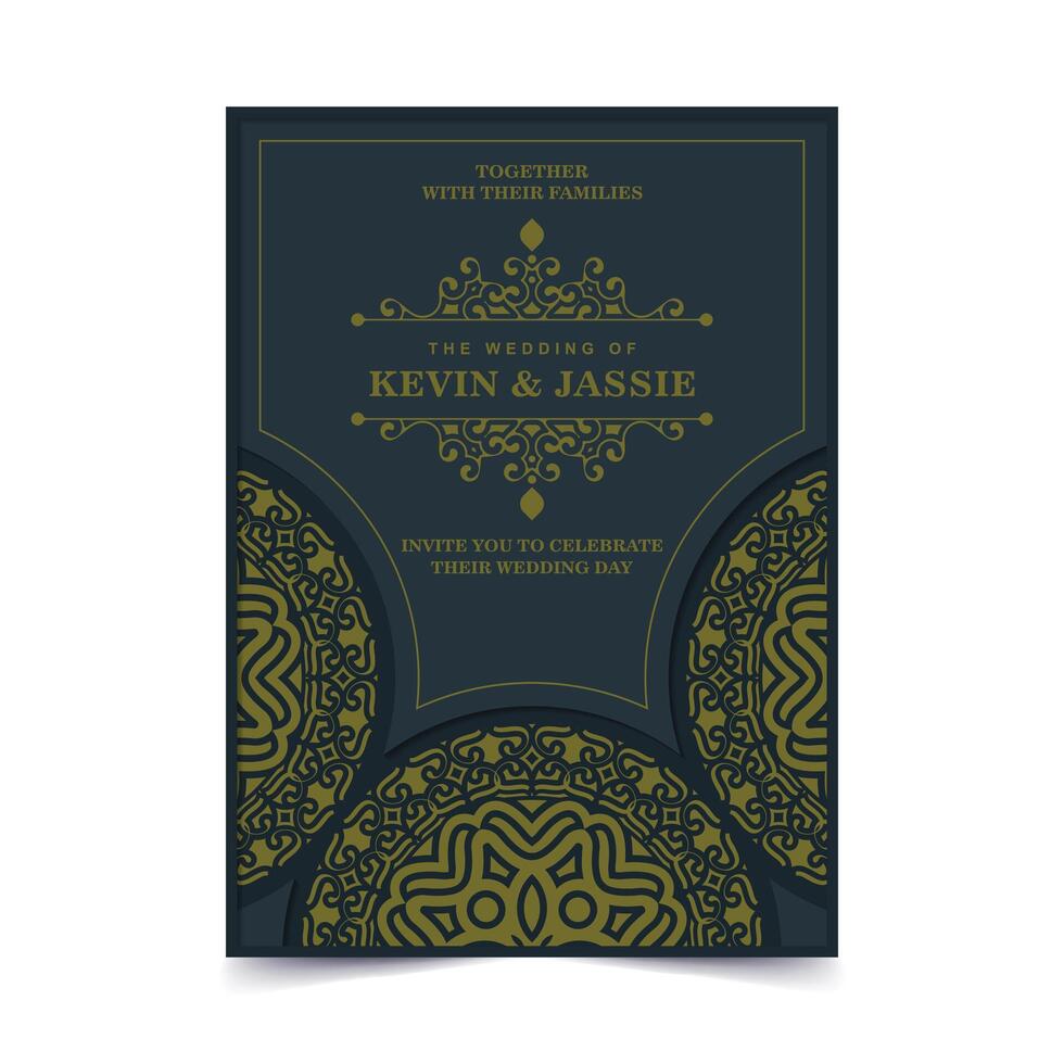 wedding invitation mandala design background vector