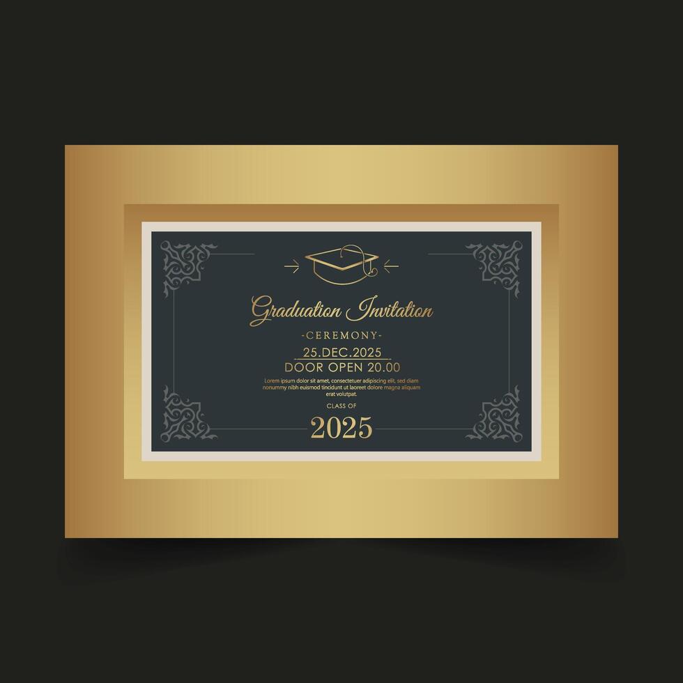 Elegant graduation invitation template with ornament vector
