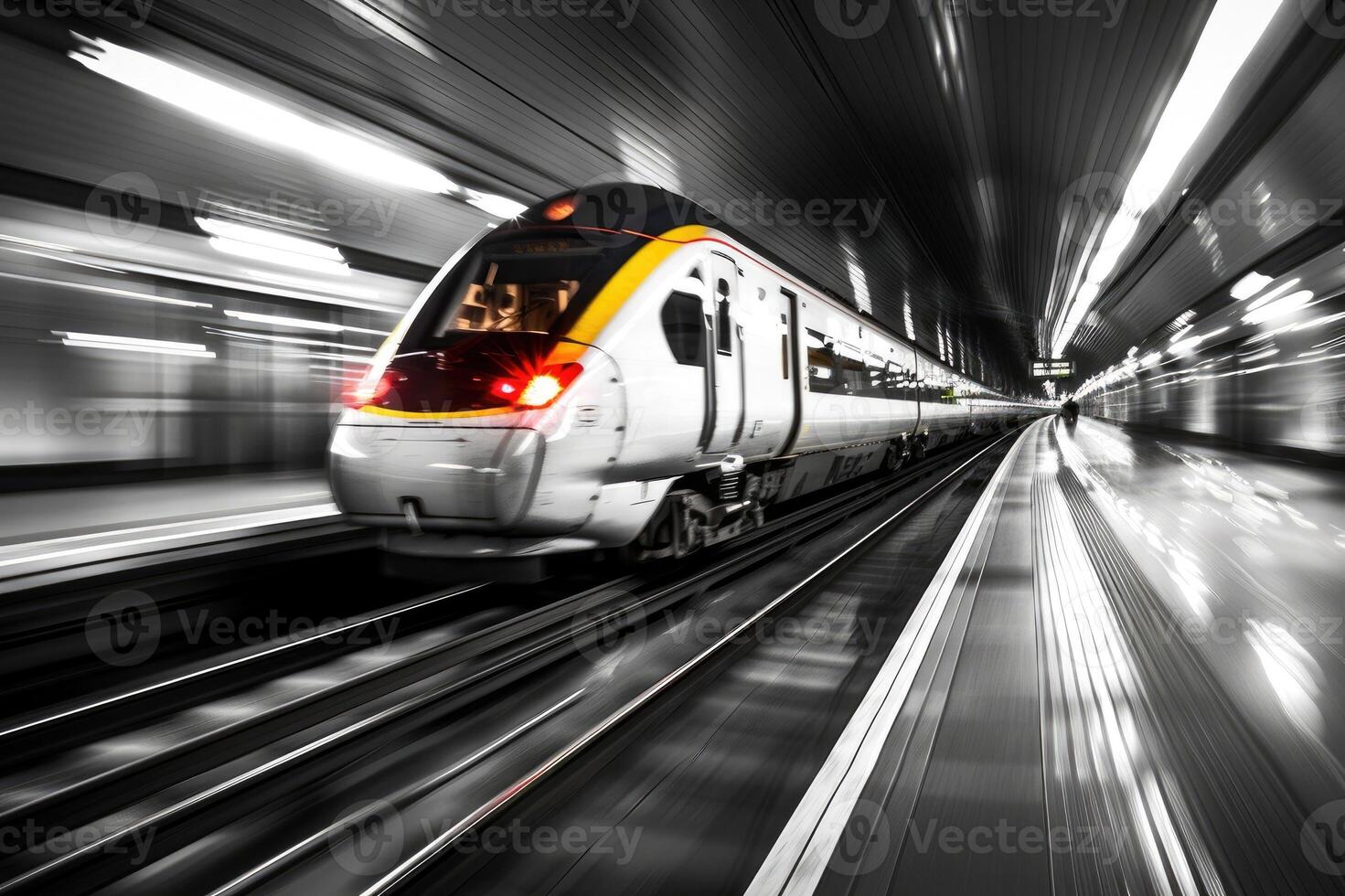 Speeding train captured with motion blur effect photo