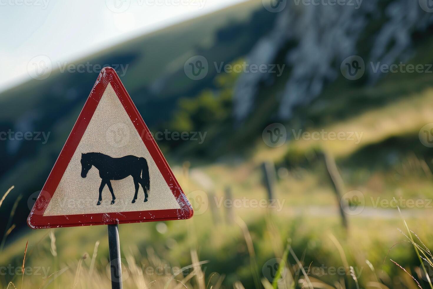 Safety traffic sign, Attention horse photo