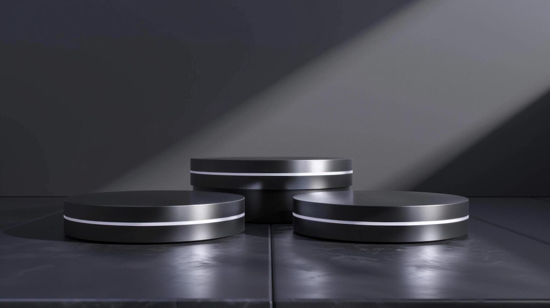 3d podium stand for product presentation with modern concept. Pedestal platform for gadget advertising photo