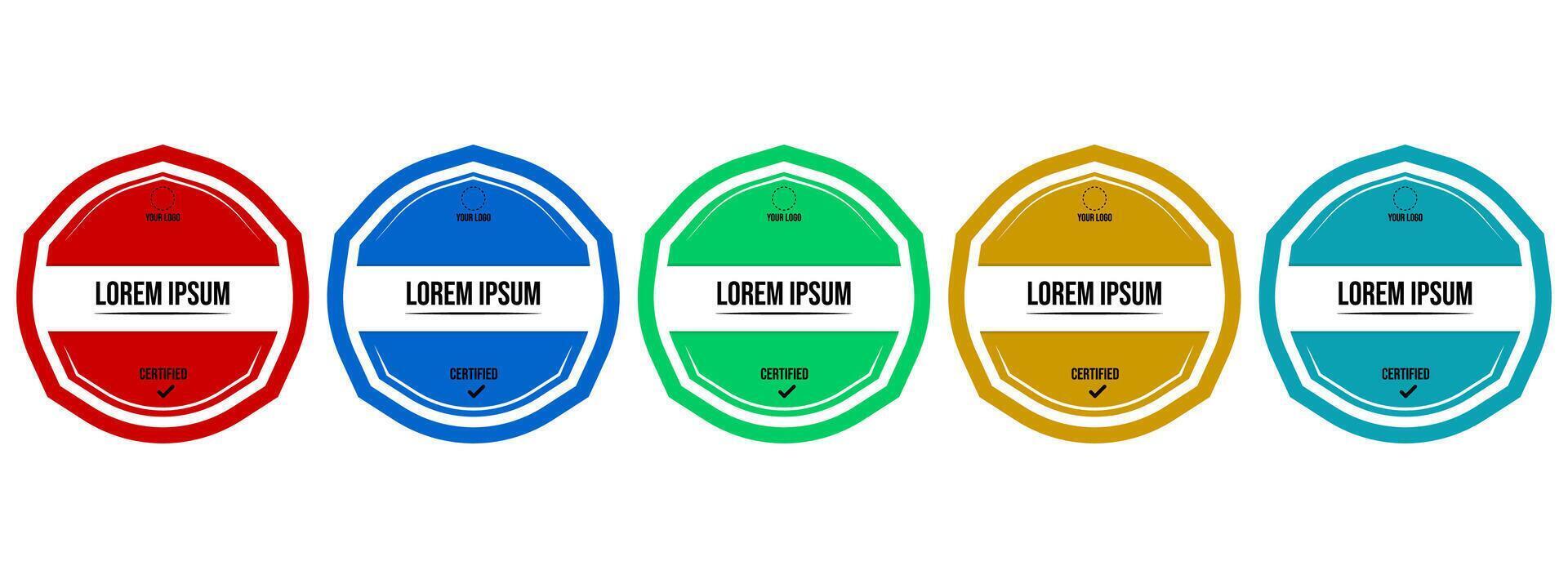 Logo badge for certificate technical. Digital certified logo verified achievements company or corporate with hexagon ribbon design. vector