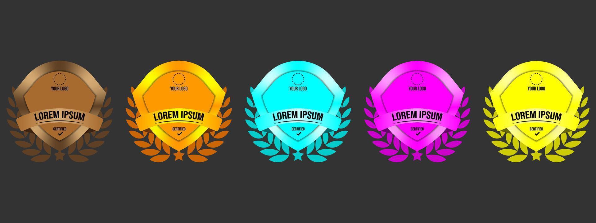 Logo badge for certificate technical. Digital certified logo verified achievements company or corporate with hexagon ribbon design. vector