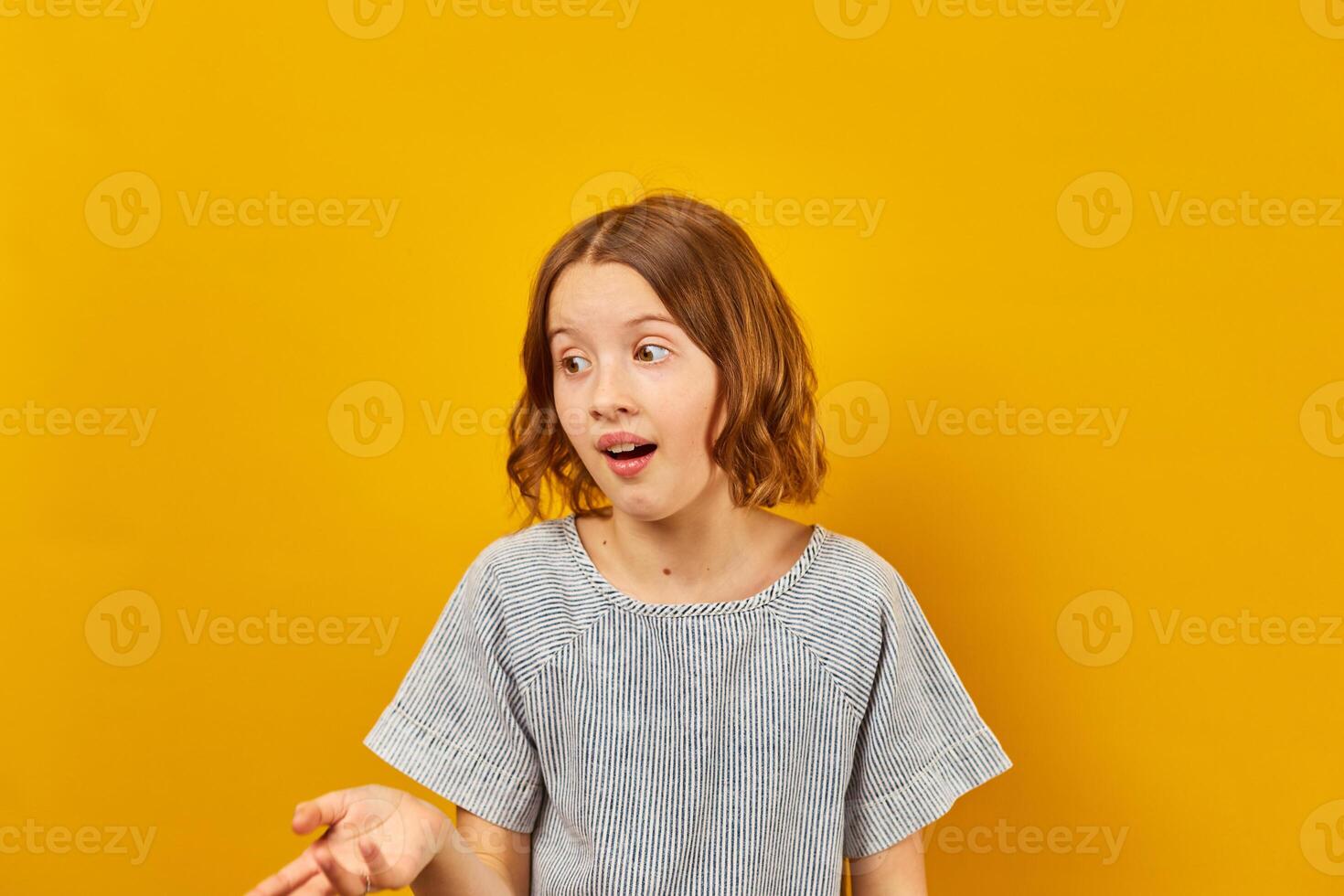 Teen girl portrait, facial gesture, teenage emotions, photo